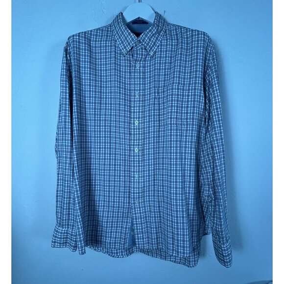Pendleton Mens Oxford Cloth Shirt XL Blue White Plaid Long Sleeve Button-Down - Picture 1 of 7